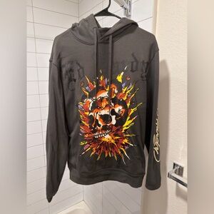 Ed Hardy • Charcoal Exploding Skull Hoodie • Size S